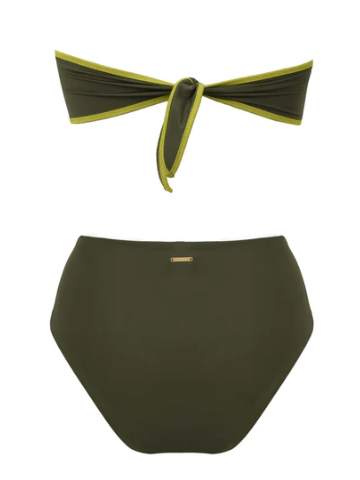 MAILLOT DE BAINS 2 PIECES BANDEAU NELLY MAQUIS/LIME LUREX