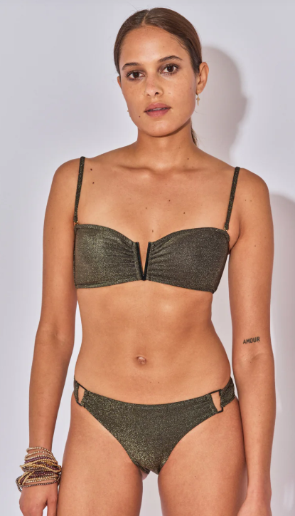 MAILLOT 2 PIECES BANDEAU SHIRAZ LUREX NOIR