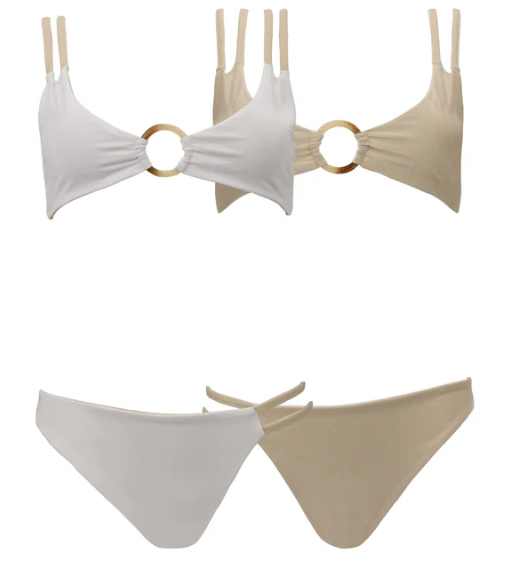 MAILLOT DE BAIN 2 PIECES HONOLULU WHITE SAND LUREX REVERSIBLE