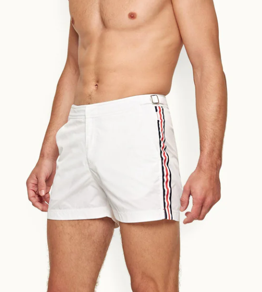 Short De Bain Court À Bandes Rayées White Setter